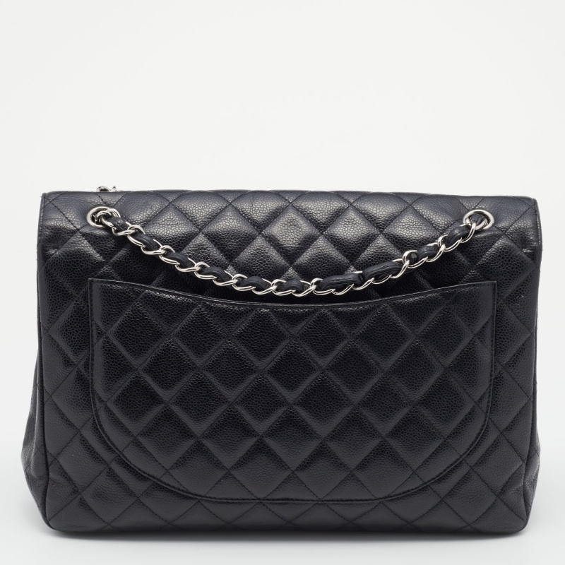 Chanel Black Quilted Caviar Leather Jumbo Classic Single Flap Bag