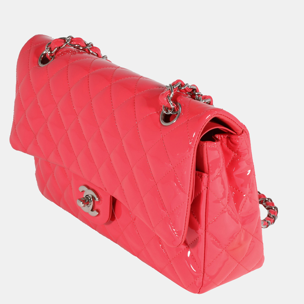 Chanel Pink Quilted Patent Leather Medium Classic Double Flap Shoulder Bag
Chanel Pink Quilted Patent Leather Medium Classic Double Flap Shoulder Bag