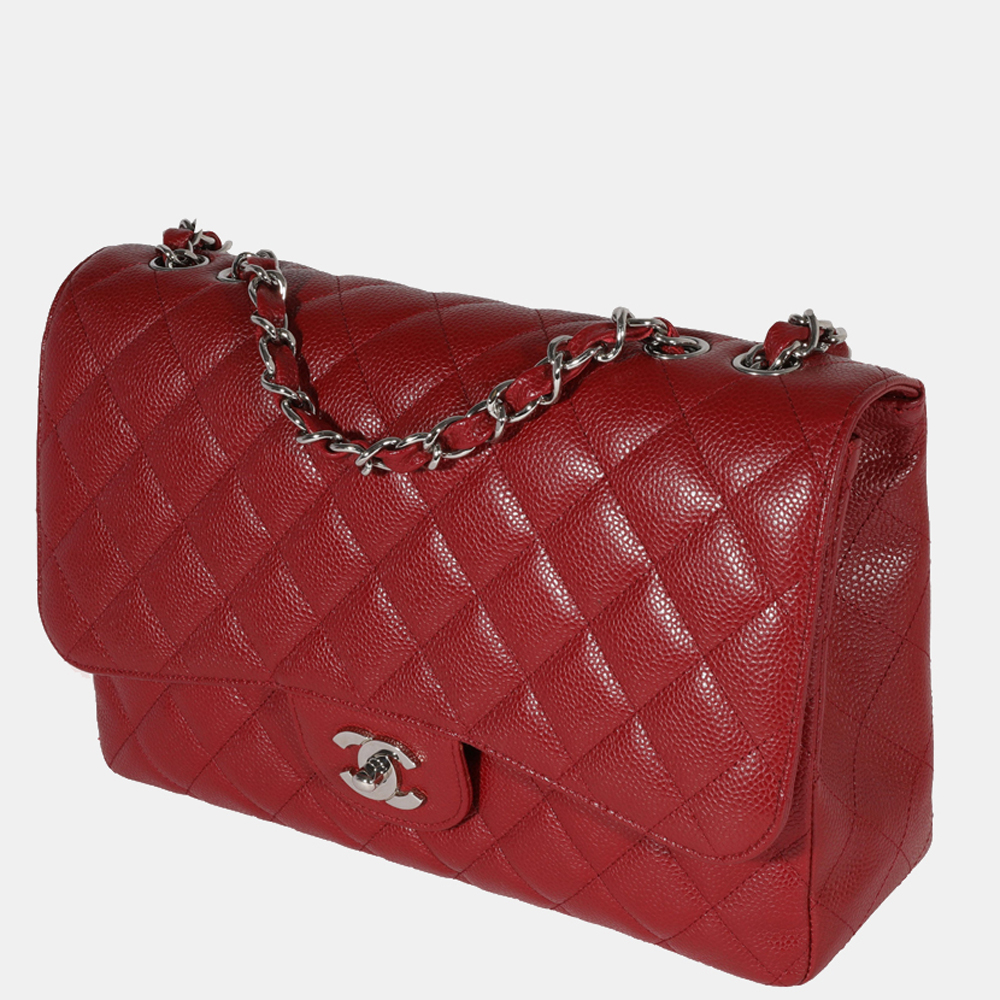 Chanel Red Quilted Caviar Leather Jumbo Classic Single Flap Shoulder Bag
Chanel Red Quilted Caviar Leather Jumbo Classic Single Flap Shoulder Bag
