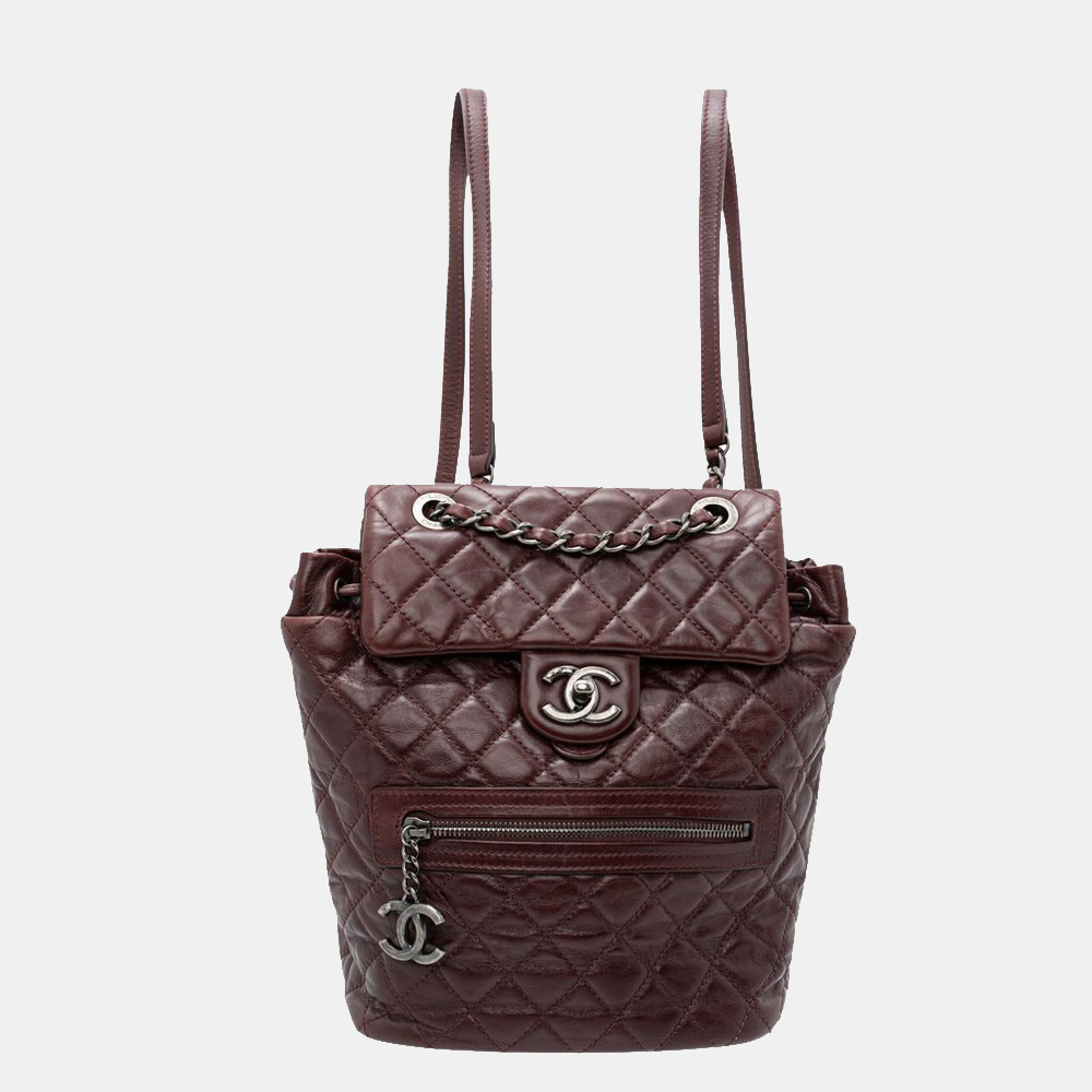 Chanel burgundy paris-salzburg small mountain backpack