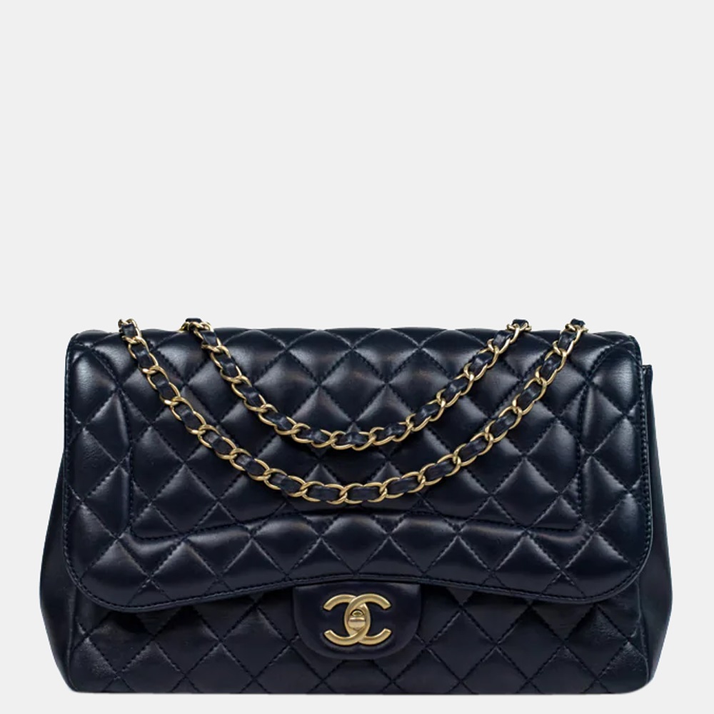 Chanel  Blue Quilted Leather Diana Jumbo Shoulder Bag
