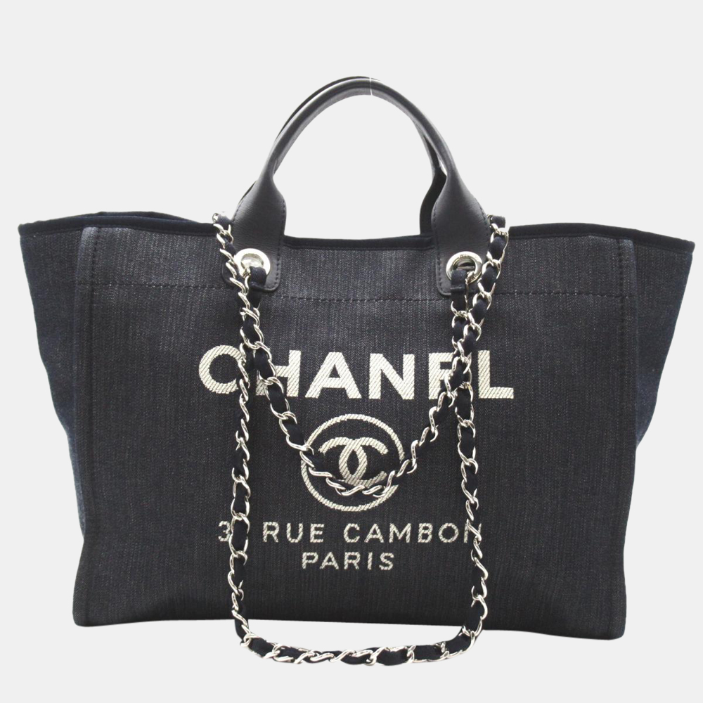 Chanel Blue Denim Deauville Shopping Tote Bag
