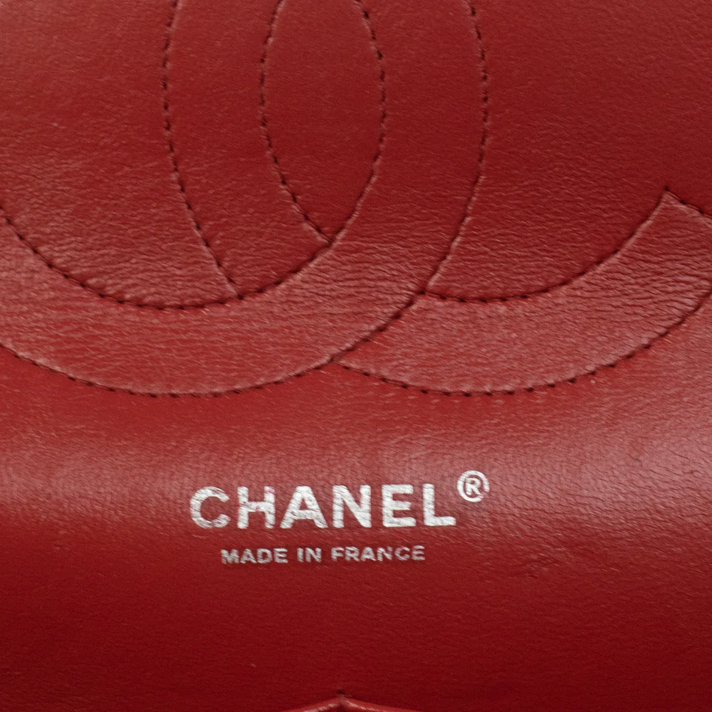 Chanel Red Leather Timeless Jumbo Double Flap Shoulder Bag