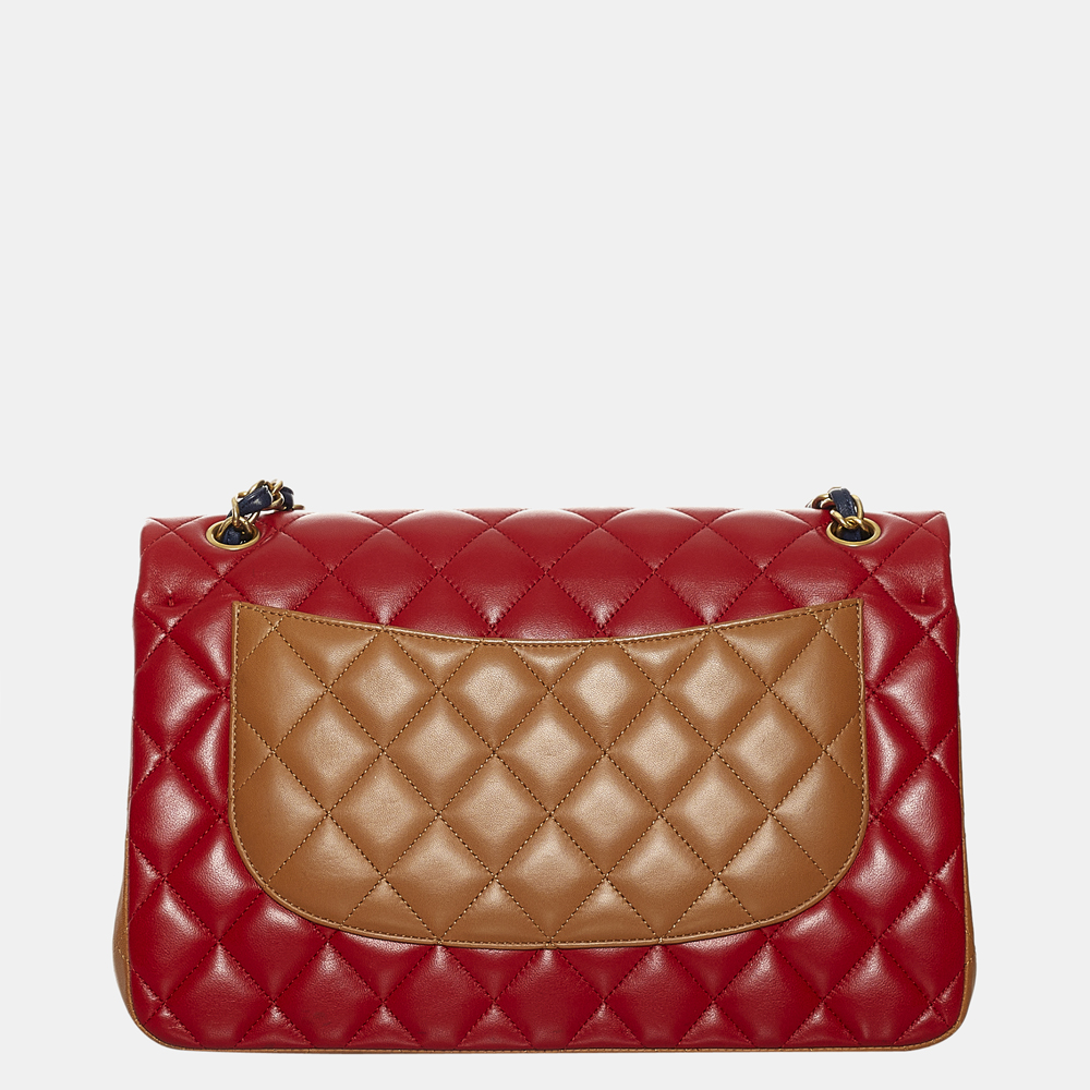 Chanel Blue/Red Tricolor Medium Classic Double Flap Bag