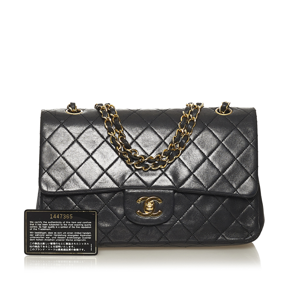 Chanel Black Medium Classic Lambskin Leather Double Flap Bag