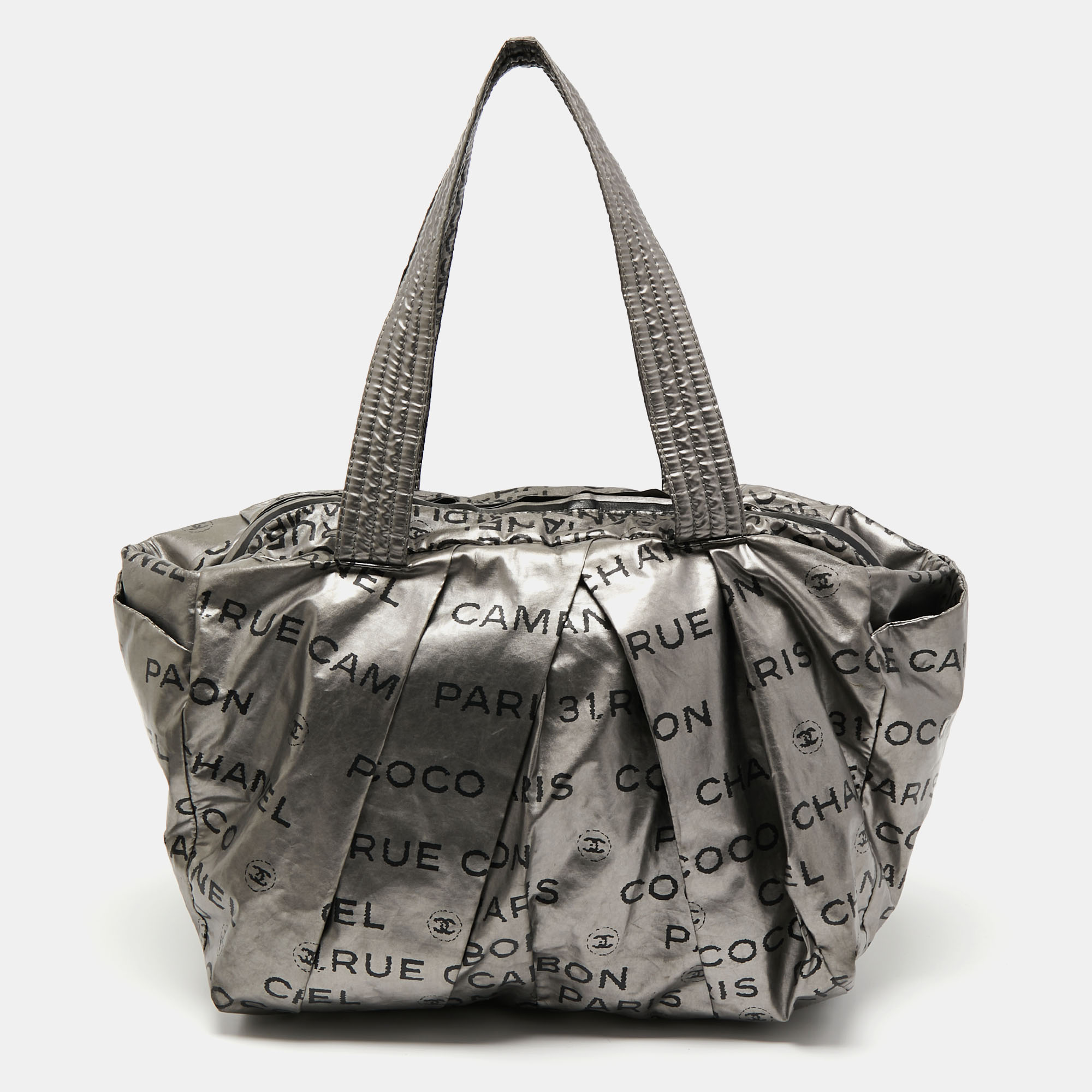 Chanel Silver Coated Nylon 31 Rue Cambon Shoulder Bag