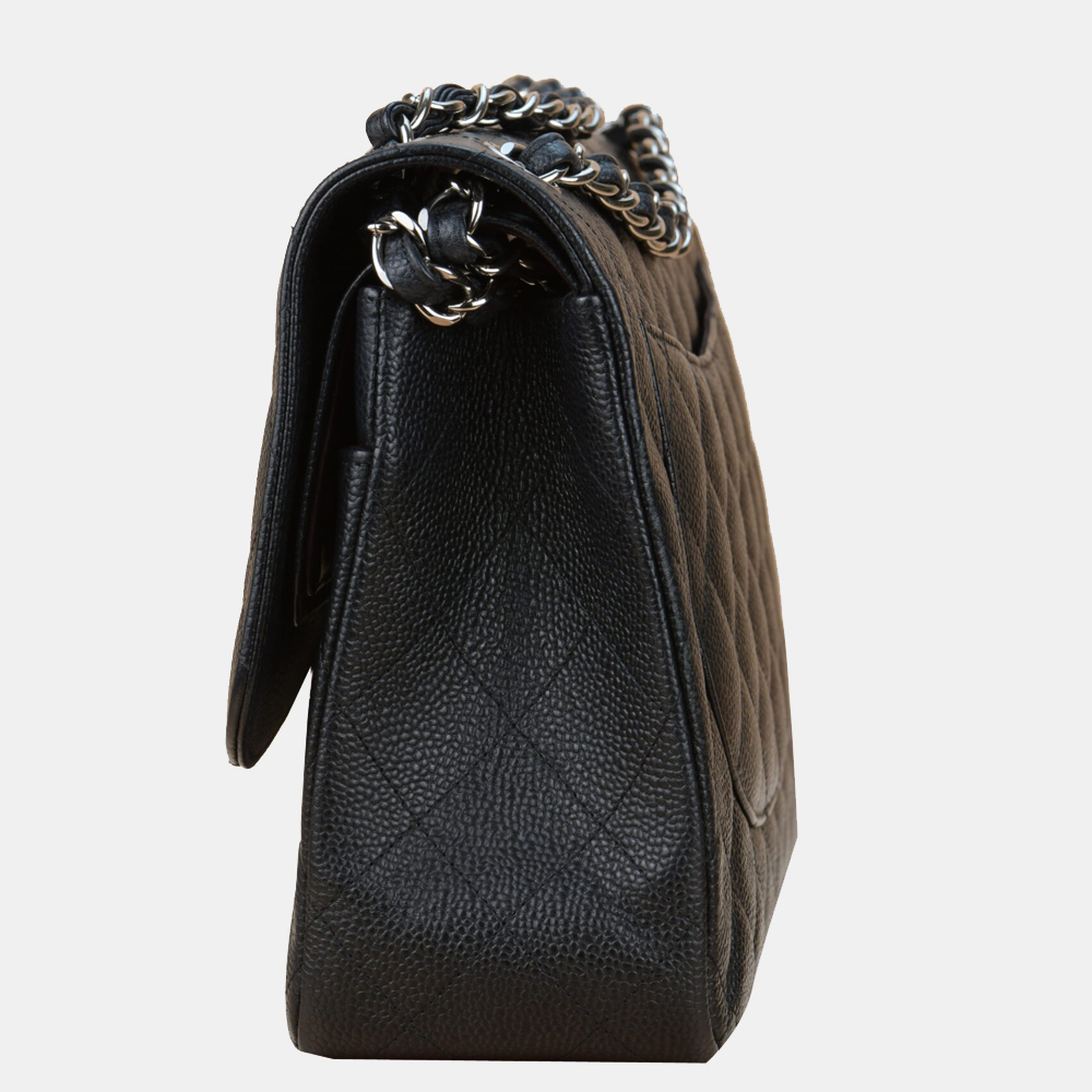Chanel Black Quilted Caviar Leather Classic Jumbo Double Flap 2012 Shoulder Bag
Chanel Black Quilted Caviar Leather Classic Jumbo Double Flap 2012 Shoulder Bag