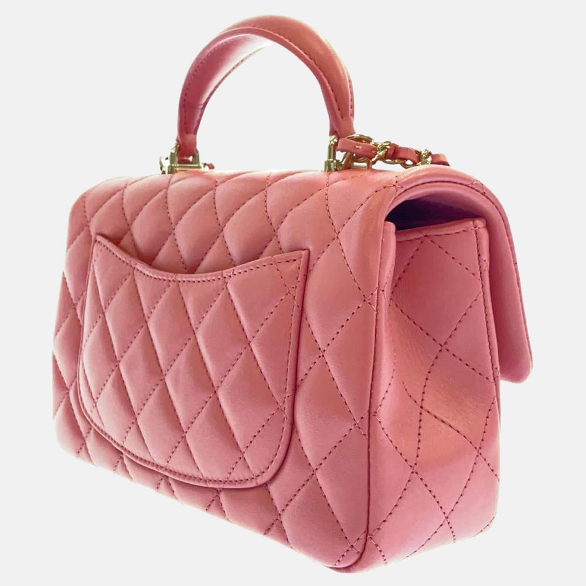 Chanel Pink Lambskin Leather Retangular Mini Flap Top Handle Chain Shoulder Bag
Chanel Pink Lambskin Leather Retangular Mini Flap Top Handle Chain Shoulder Bag
