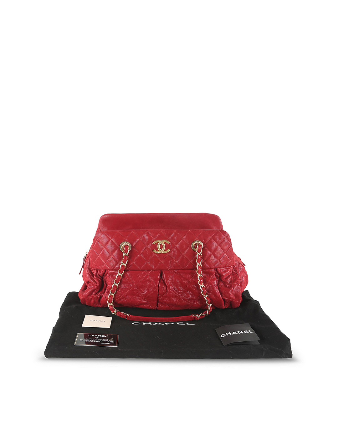 Chanel Shiny Red Quilted Leather Shoulder Bag