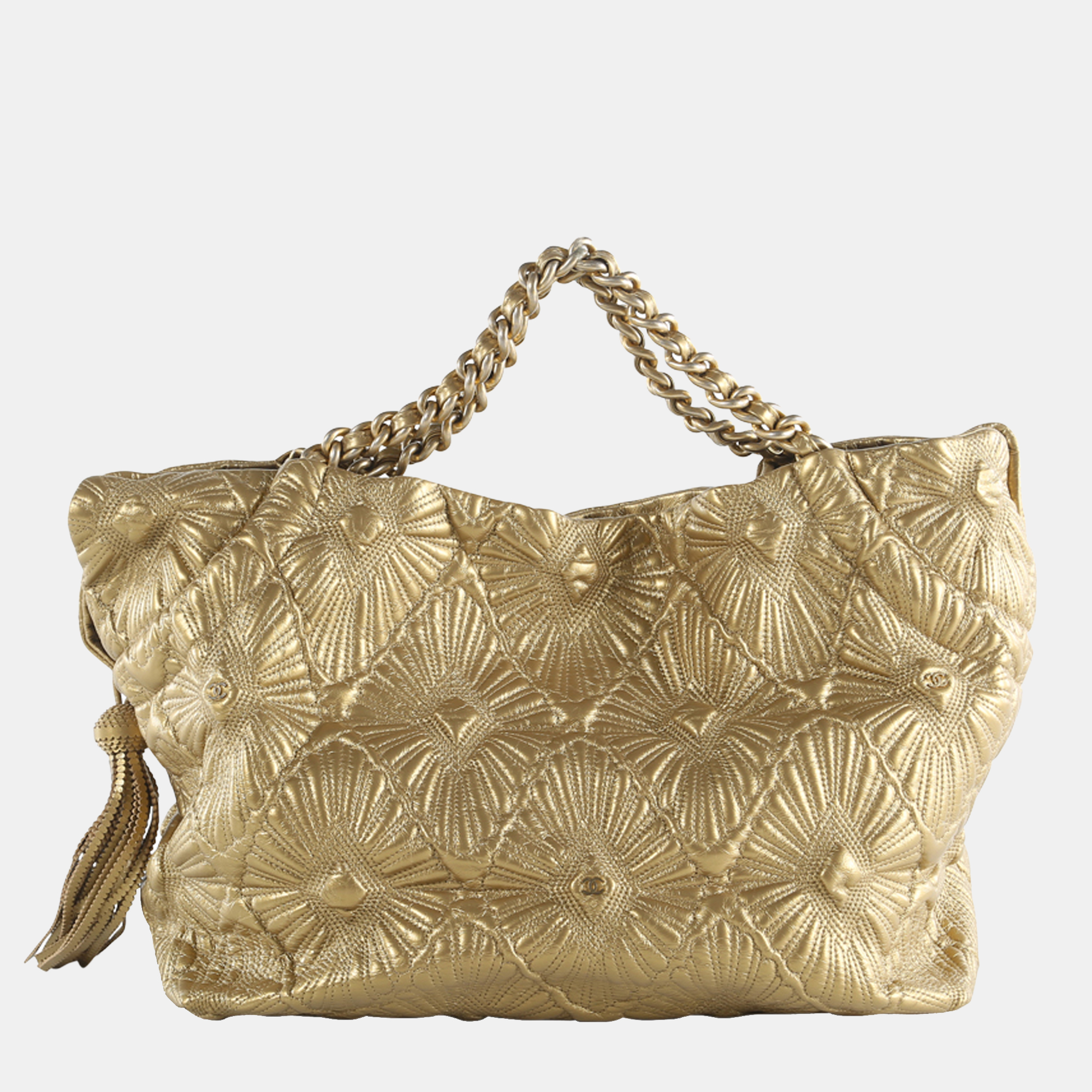 Chanel Gold Calfskin Leather Embroidered Ca D'Oro Tote Bag