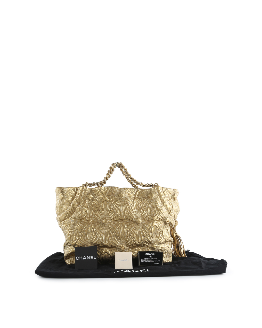 Chanel Gold Calfskin Leather Embroidered Ca D'Oro Tote Bag