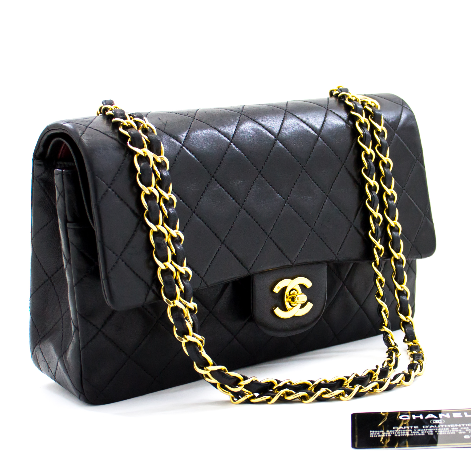 Chanel Black Caviar Leather Medium Classic Double Flap Shoulder Bag