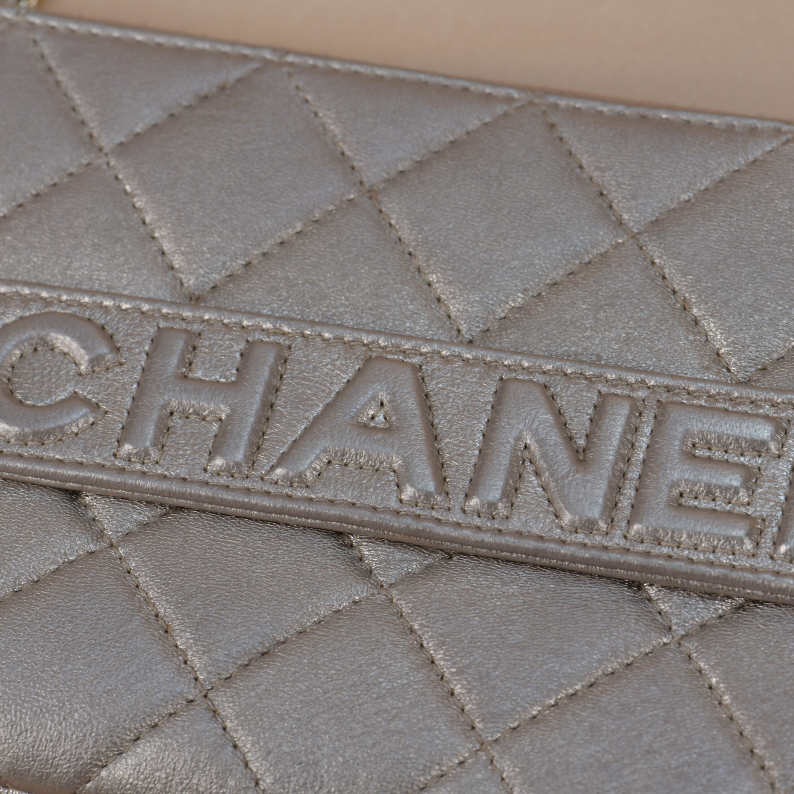 Chanel Limited Edition Camellia Embellished Lambskin Clutch With Chain