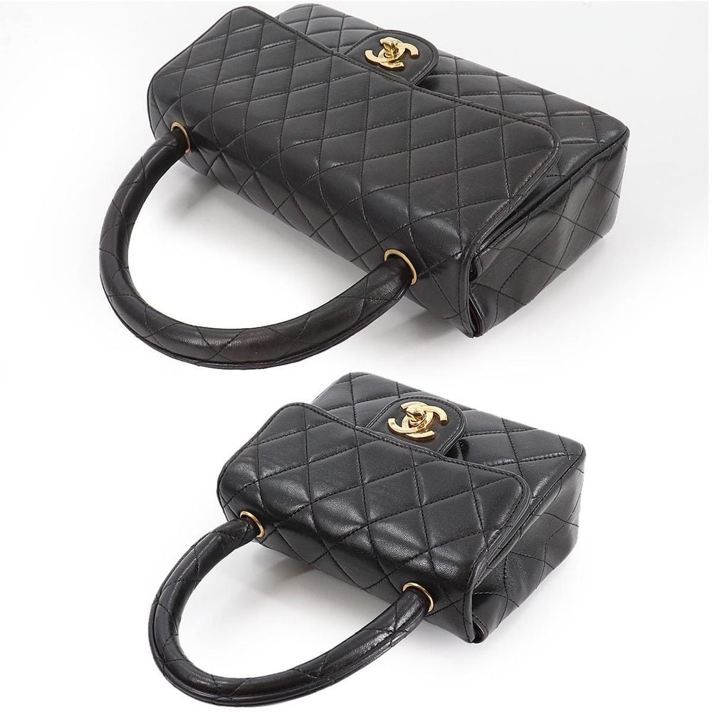 Chanel Black Leather Vintage Classic Medium Kelly Flap Bag Set