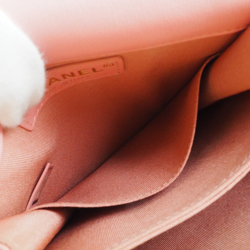 Chanel Pink Tweed Leather North South Boy Shoulder Bag