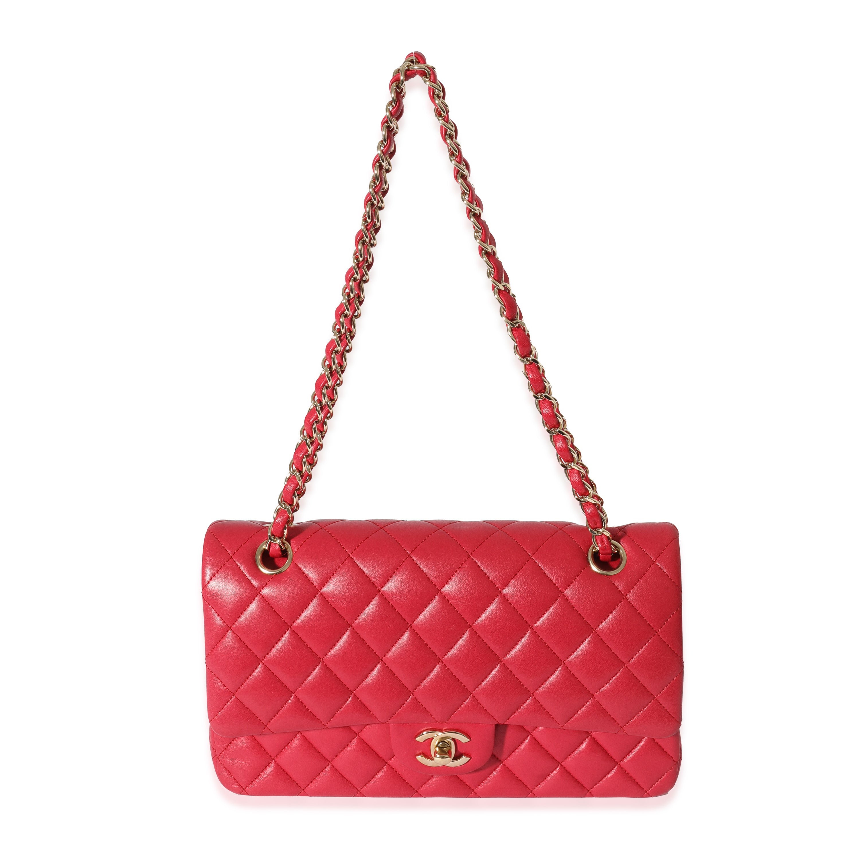 Chanel Red Quilted Leather Medium Classic Double Flap Shoulder Bag