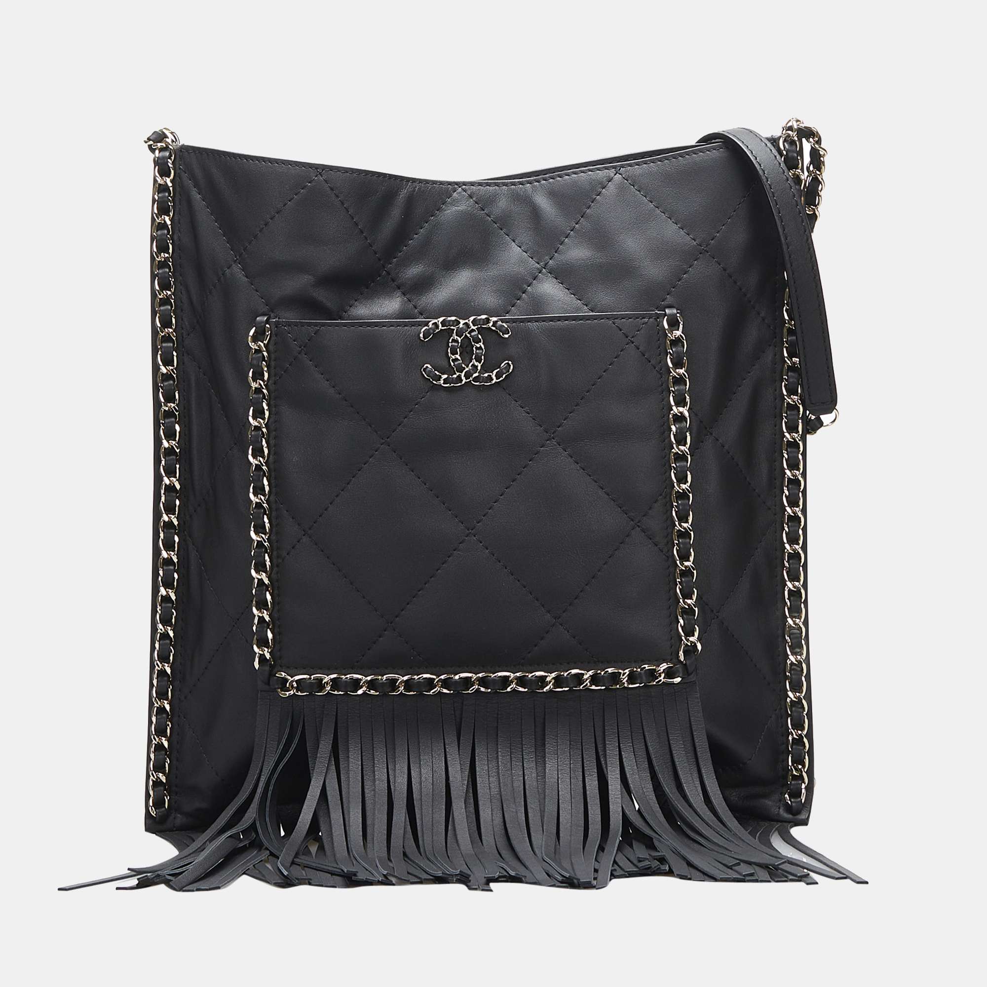 Chanel Black Small Fringe Shopping Bag