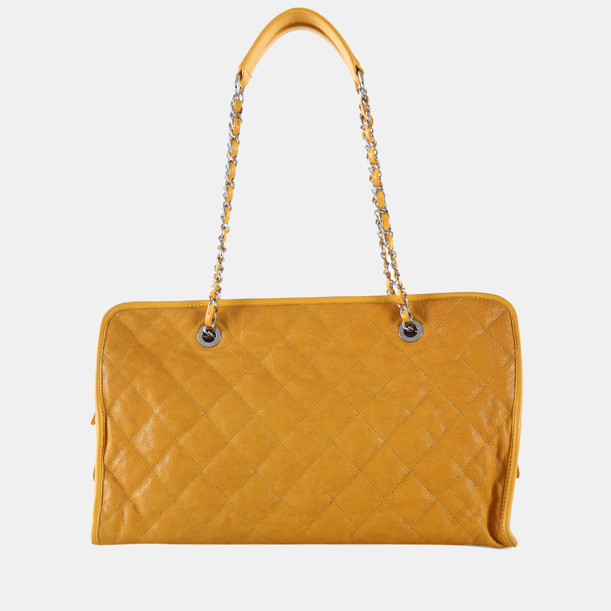 Chanel Yellow Caviar Leather French Riviera Large Tote Bag