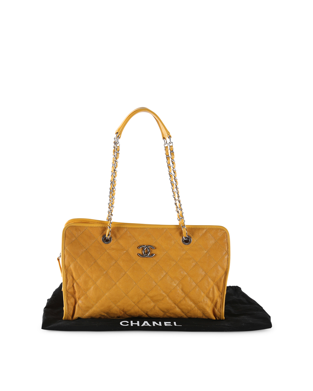 Chanel Yellow Caviar Leather French Riviera Large Tote Bag
