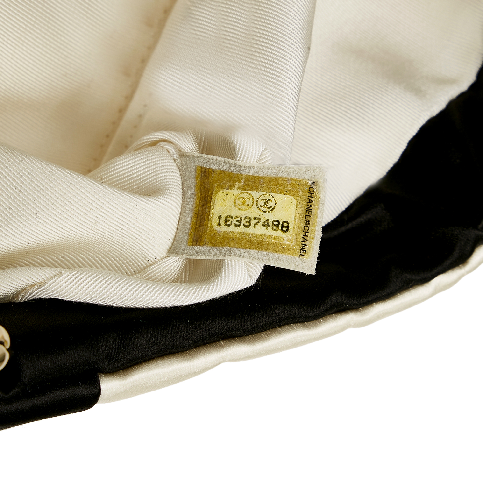Chanel Black/White Chocolate Bar Satin Shoulder Bag