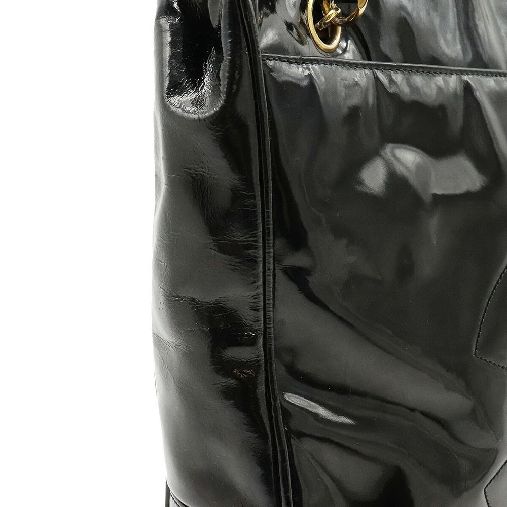 Chanel Black Patent Leather CC Chain Tote Bag