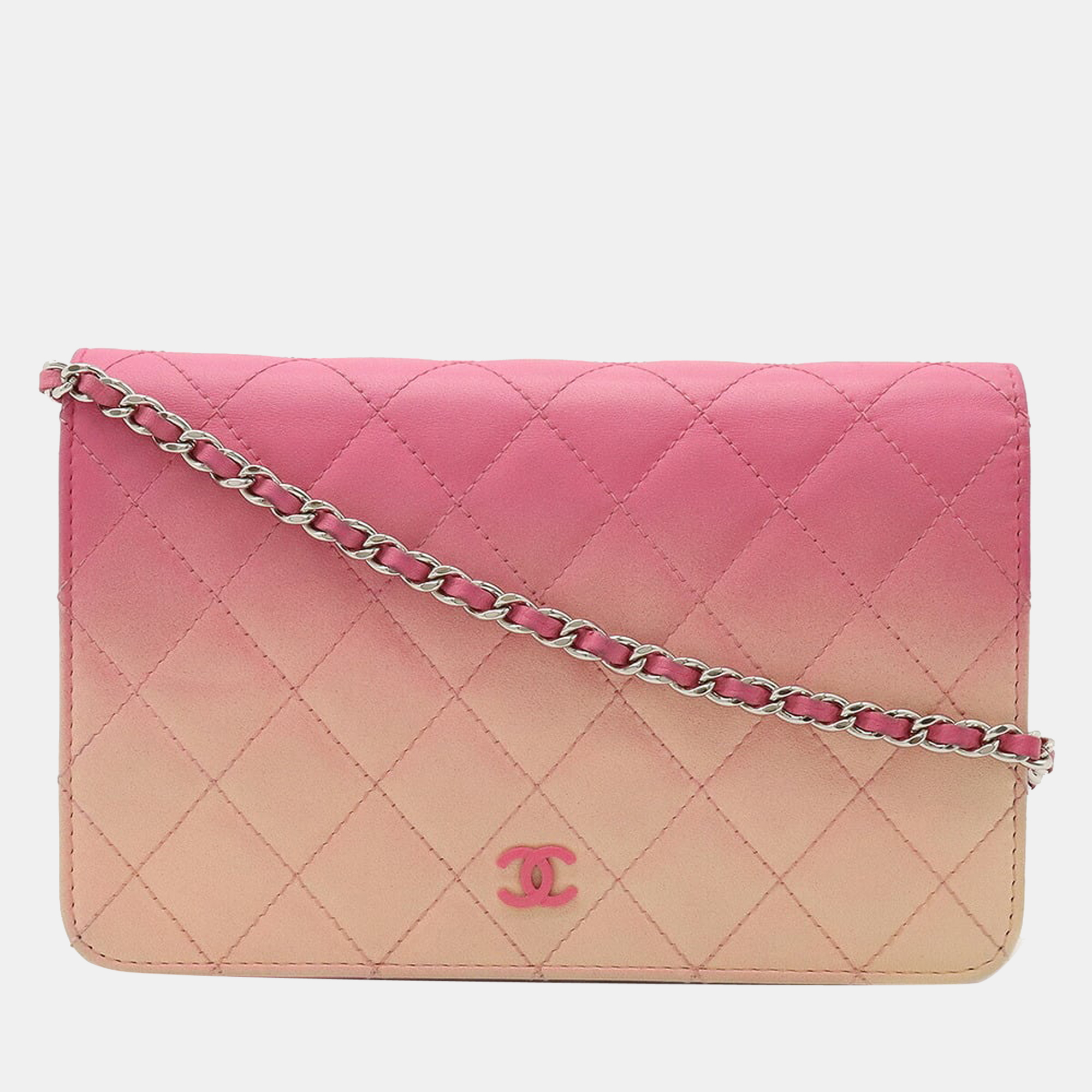 Chanel Multicolor Leather Classic Quilted Wallet On Chain