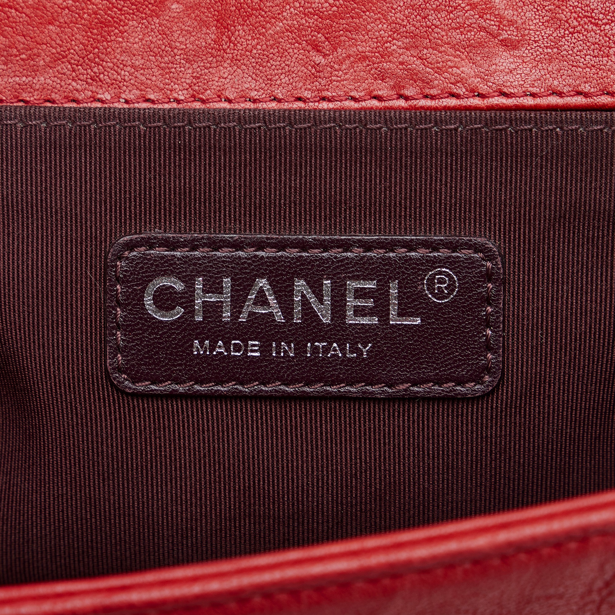 Chanel Red Medium Studded Distressed Calfskin Boy Flap