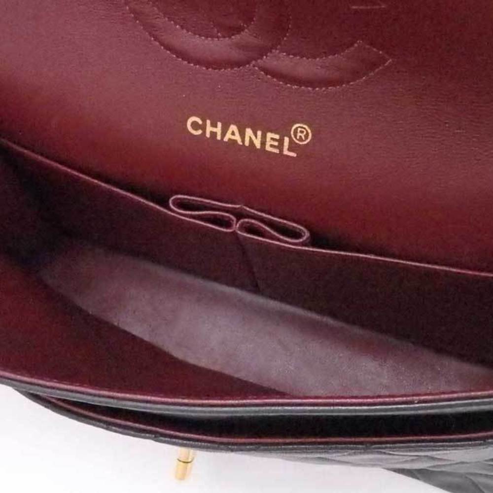 Chanel Black Leather Medium Classic Double Flap Shoulder Bag