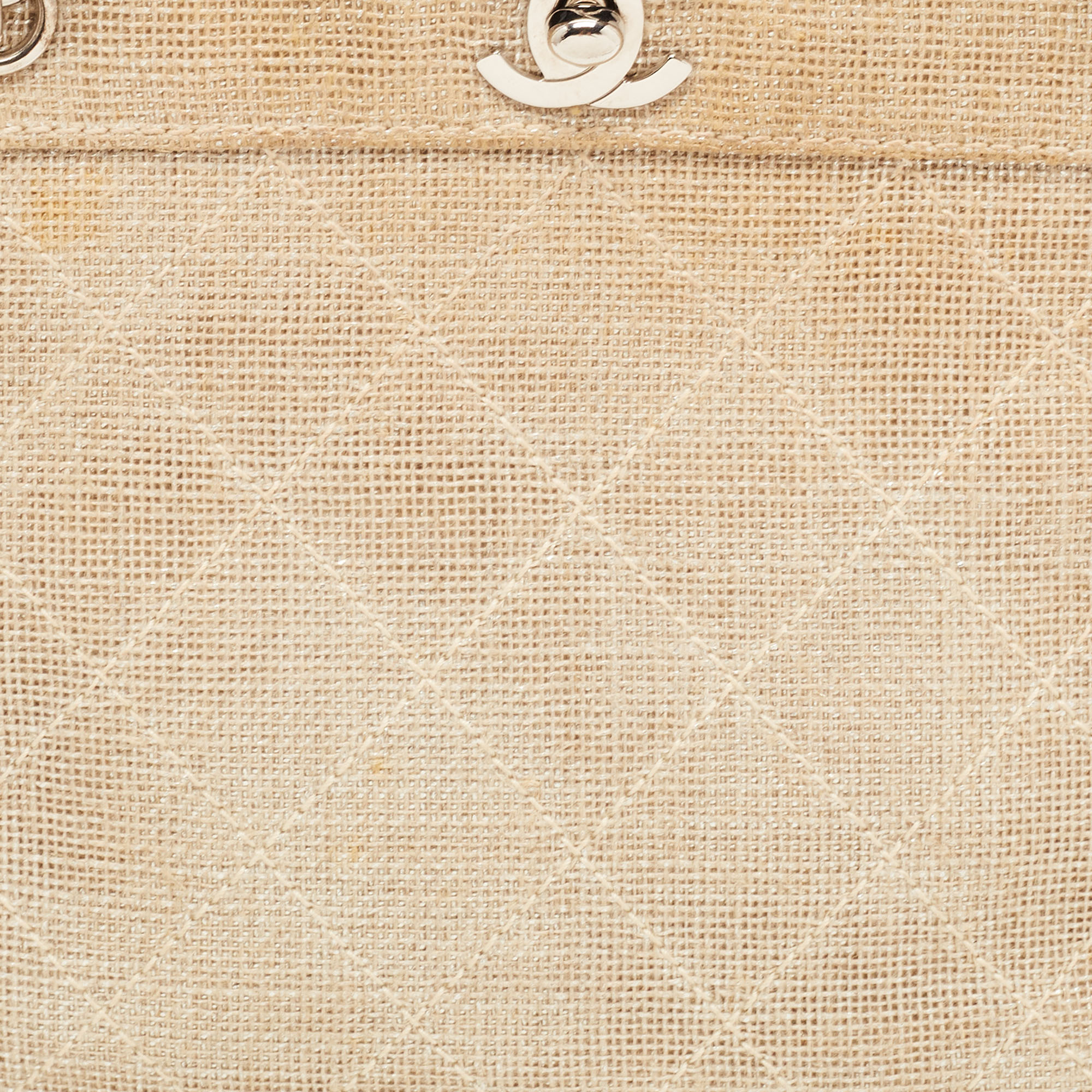 Chanel Metallic Beige Quilted Canvas Mini Classic Chain Tote