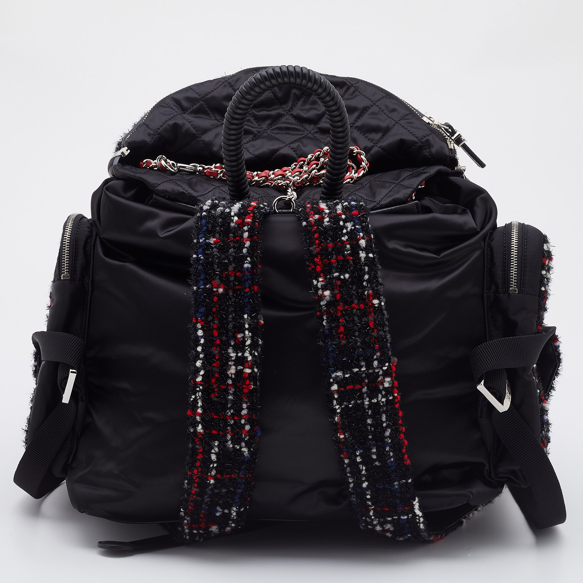 Chanel Black/Red Satin,Tweed And Leather Astronaut Essentials Backpack