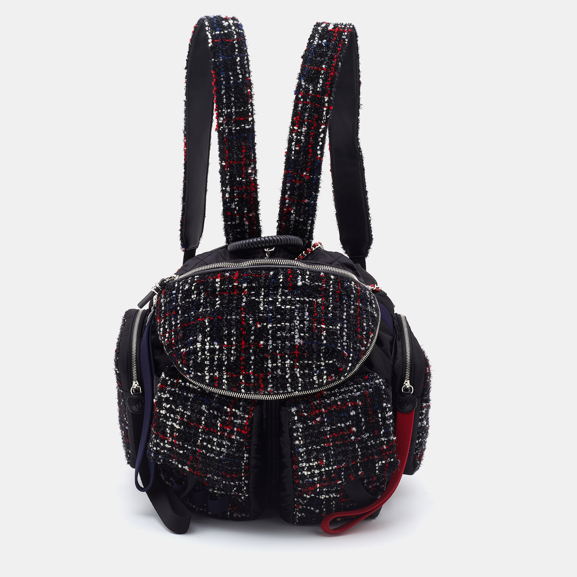 Chanel Black/Red Satin,Tweed And Leather Astronaut Essentials Backpack