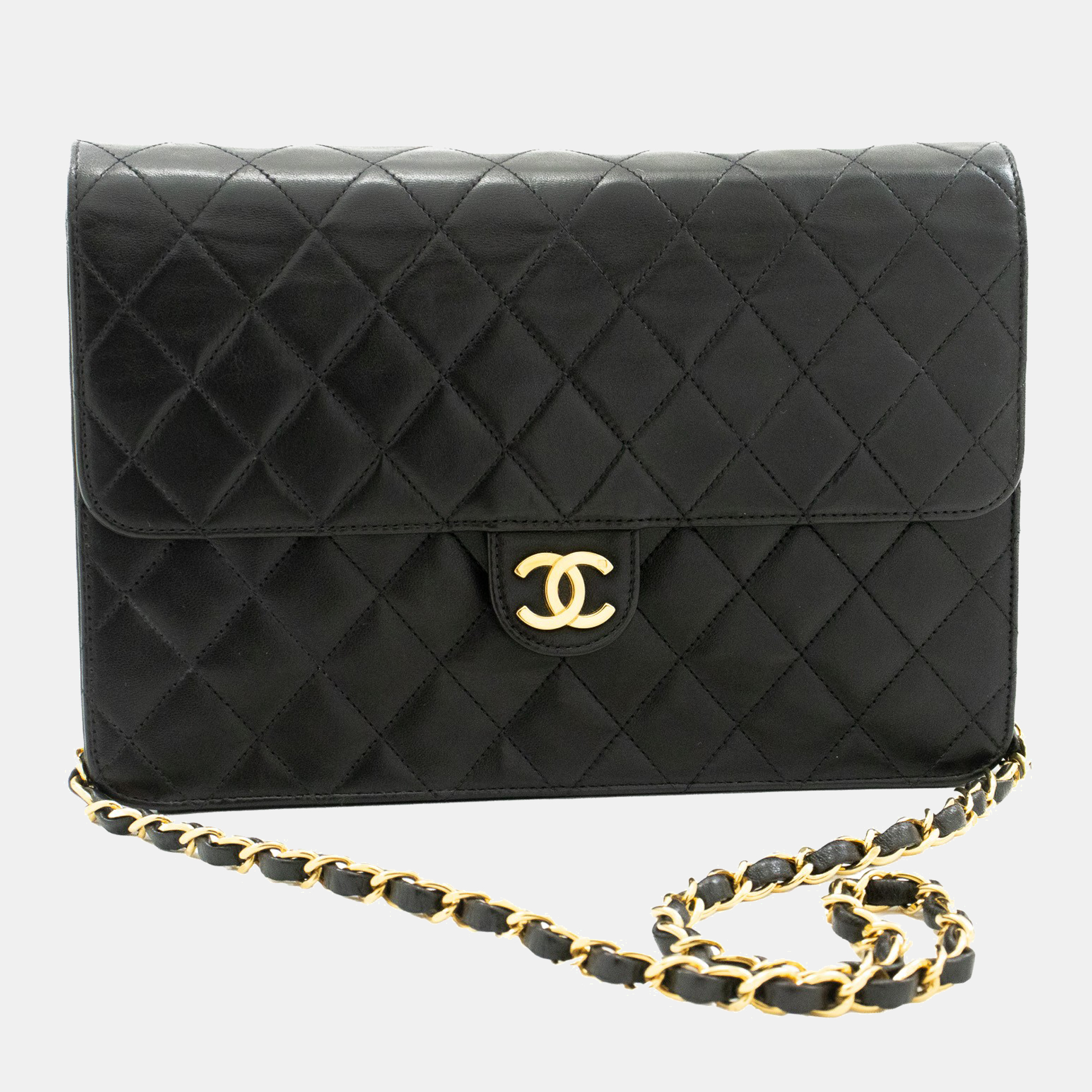 Chanel Black Leather Classic Medium Single Flap Shoulder Bag