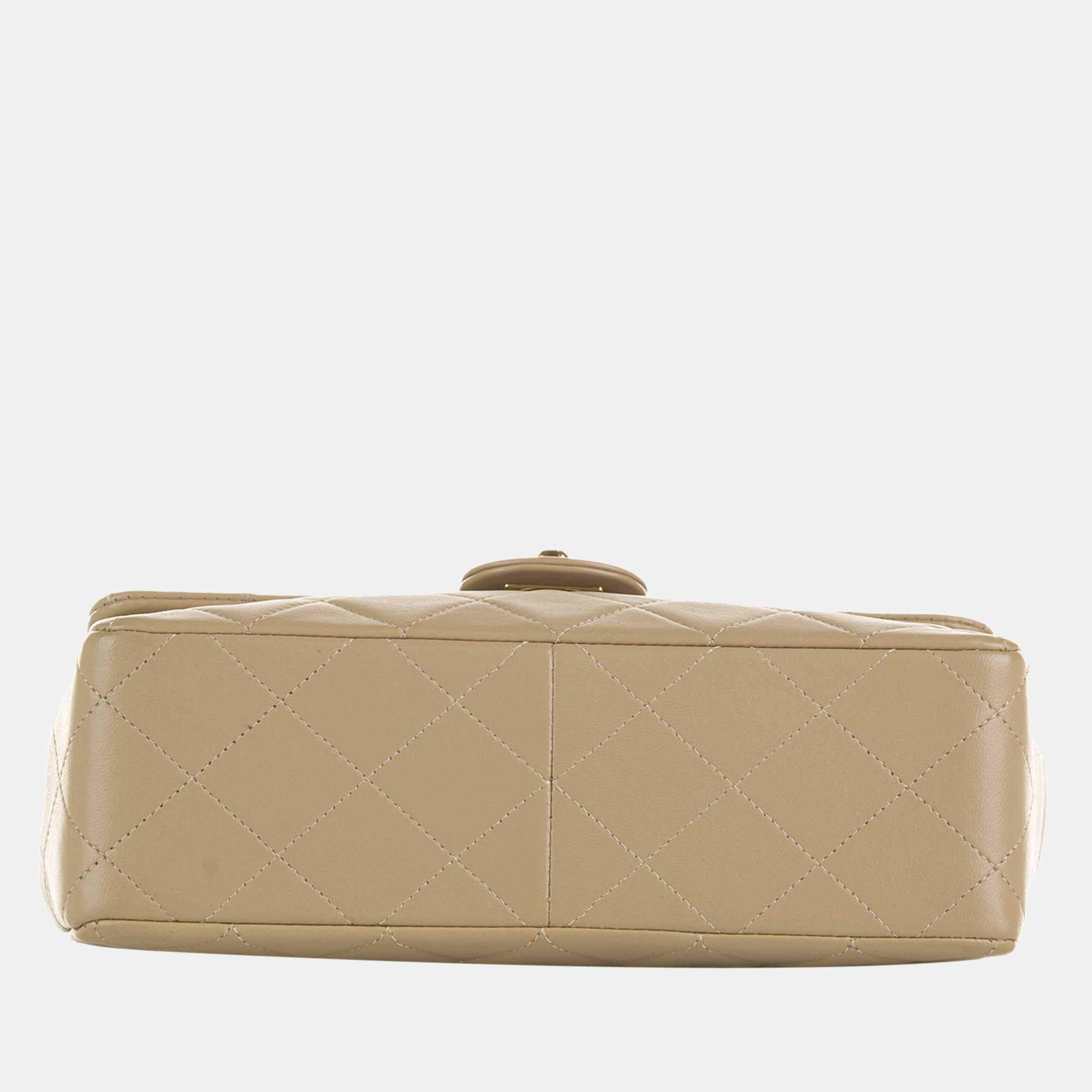 Chanel Beige Mini Classic Square Lambskin Single Flap Bag