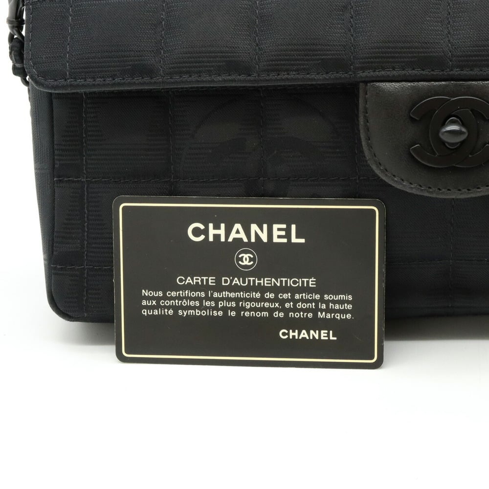 Chanel Black Nylon Classic Medium Travel Ligne Single Flap Bag