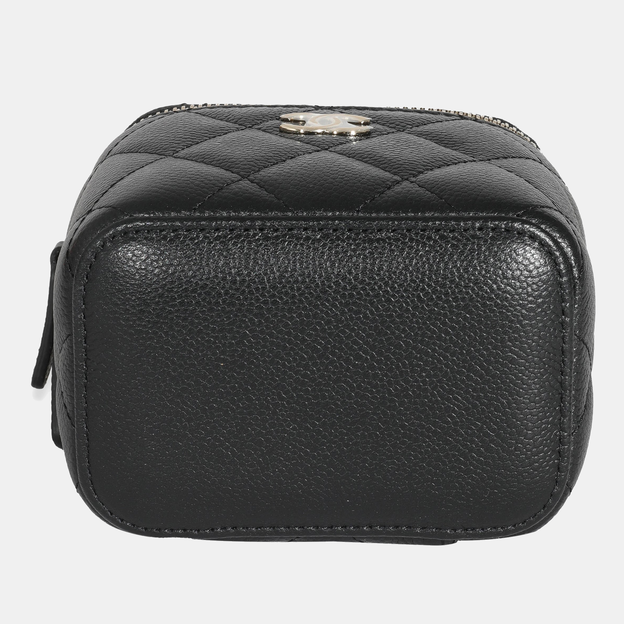 Chanel Black Quilted Caviar Leather CC Mini Vanity Case