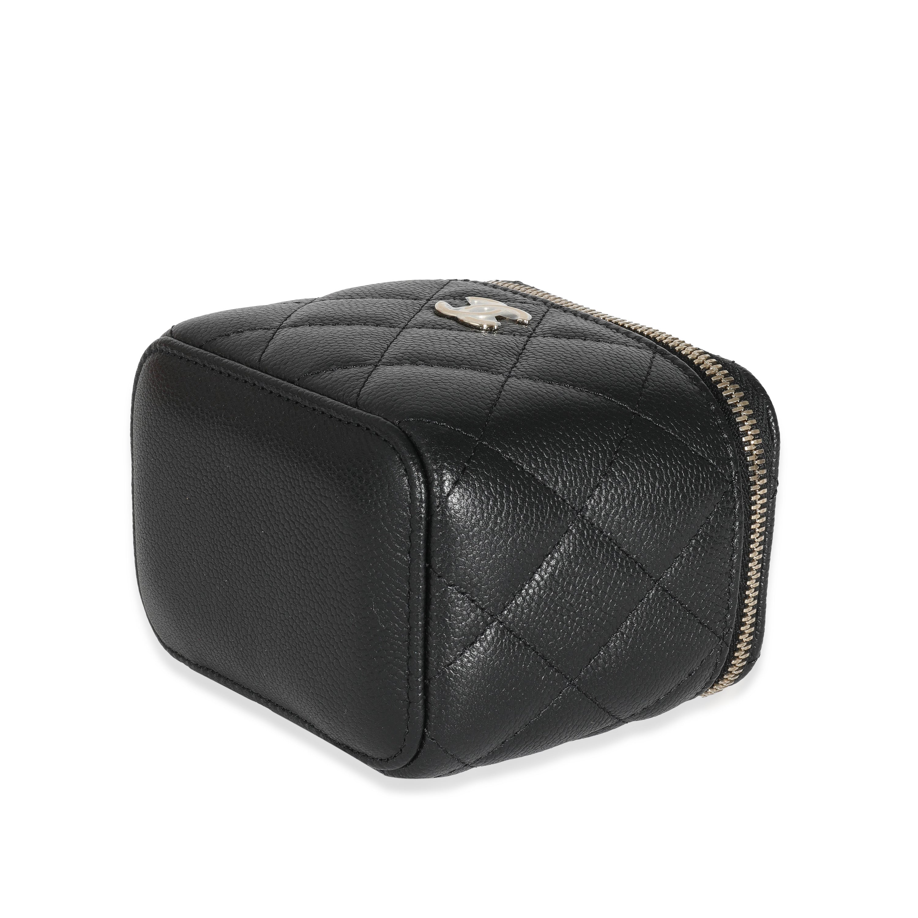 Chanel Black Quilted Caviar Leather CC Mini Vanity Case