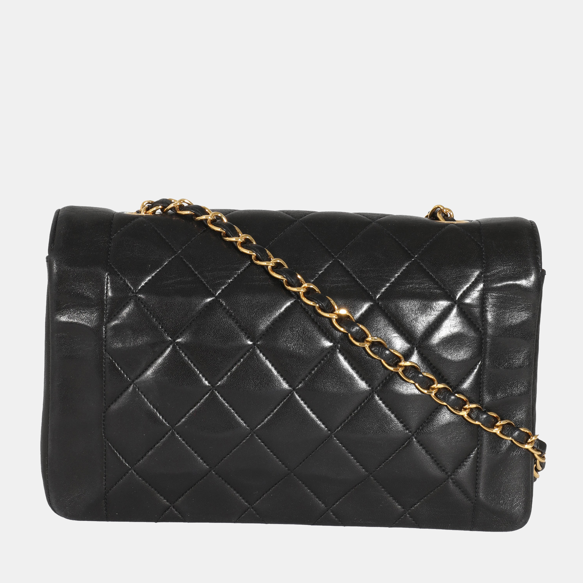 Chanel Vintage Black Quilted Lambskin Diana Flap Bag