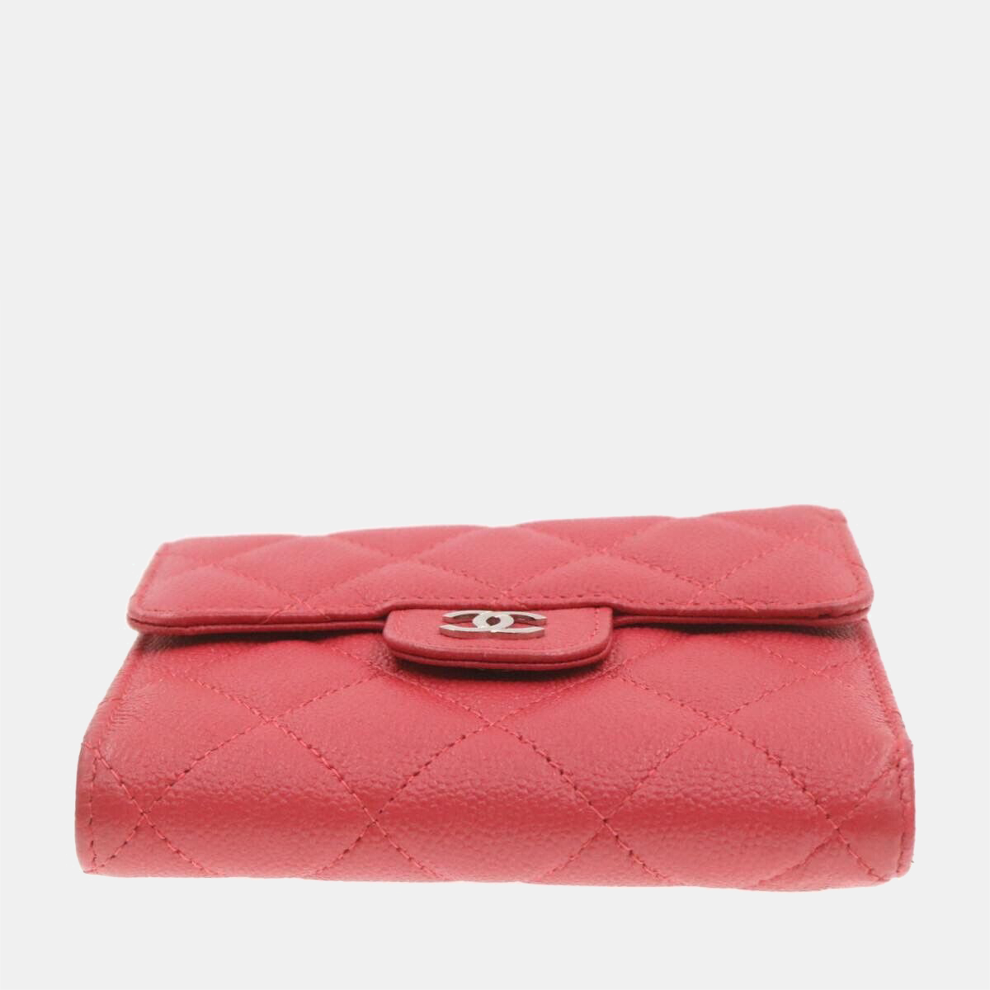 Chanel Pink Caviar Leather Flap Wallet