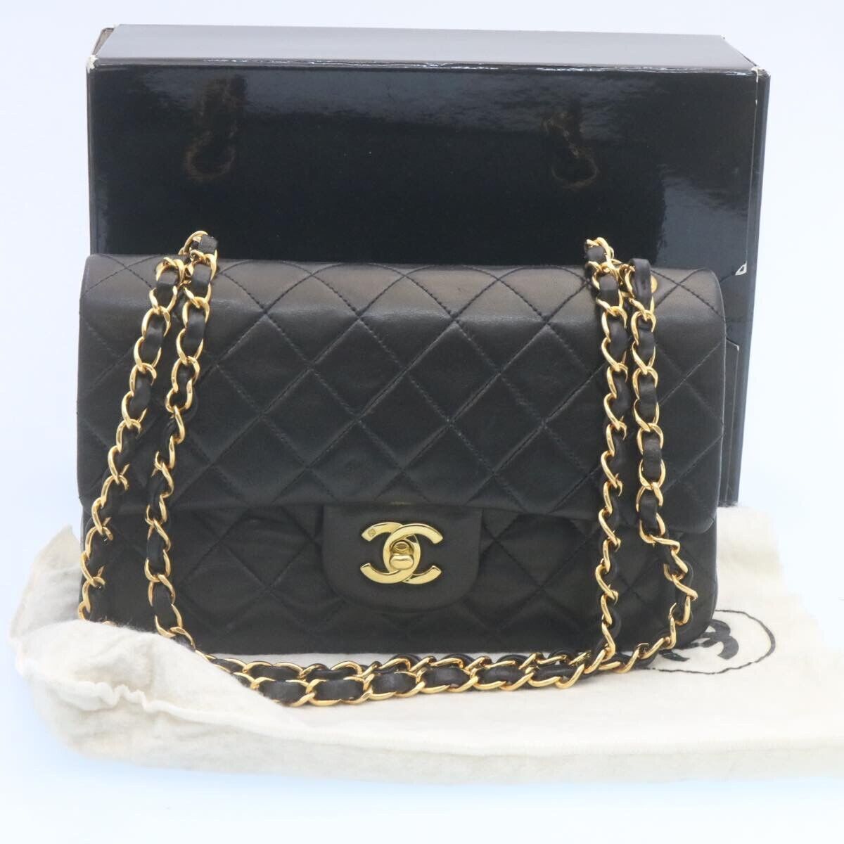 Chanel Black Lambskin Leather Classic Double Flap Bag