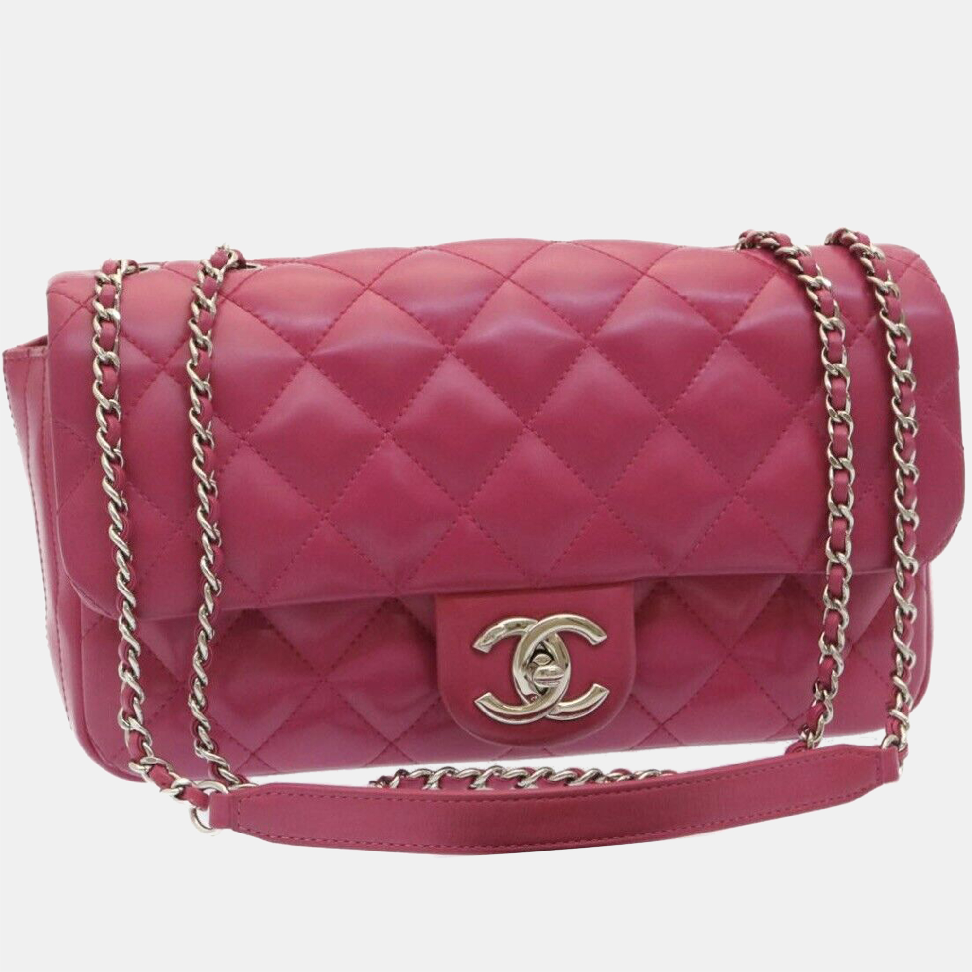 Chanel pink leather flap bag
