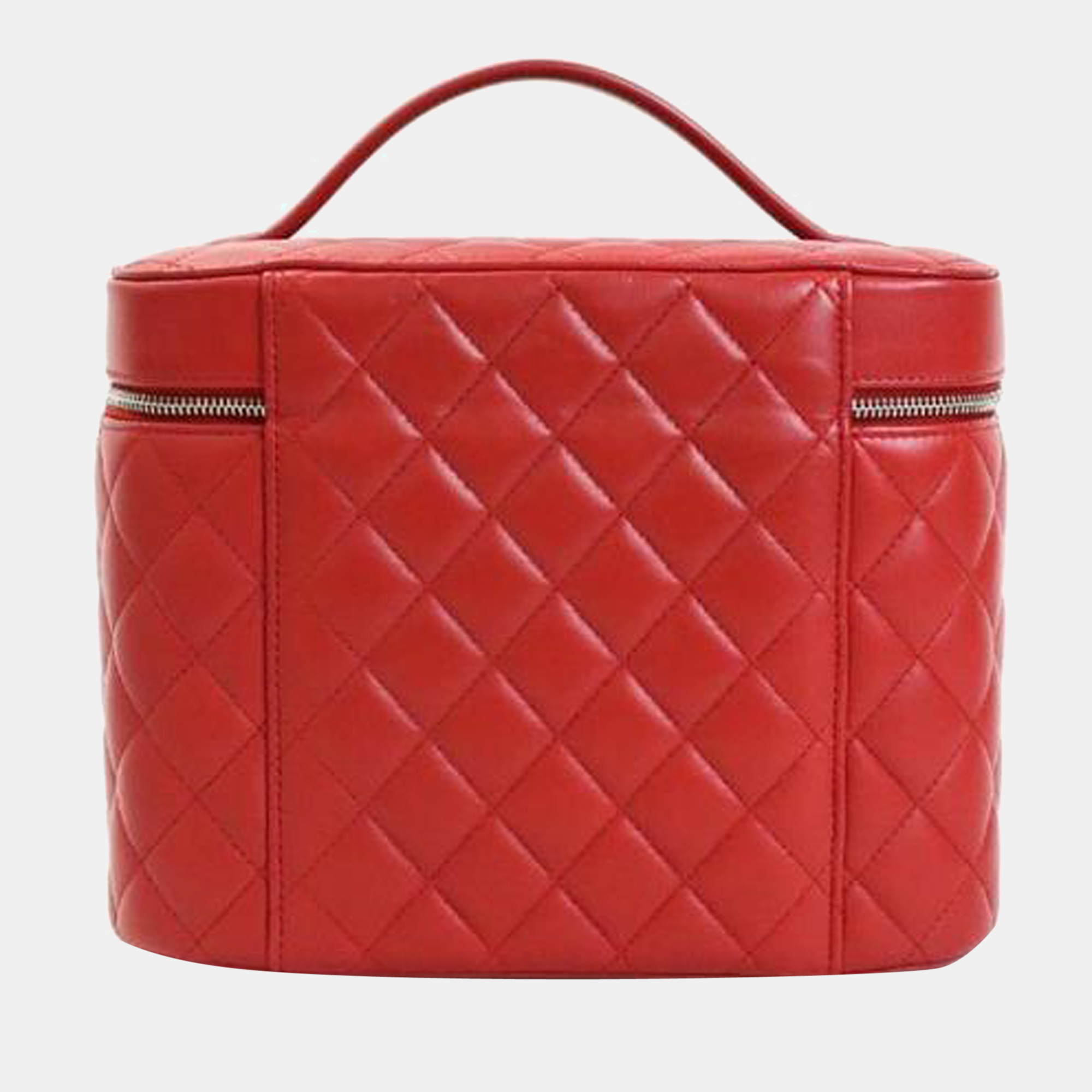 Chanel Red Leather Top Handle Vanity Case