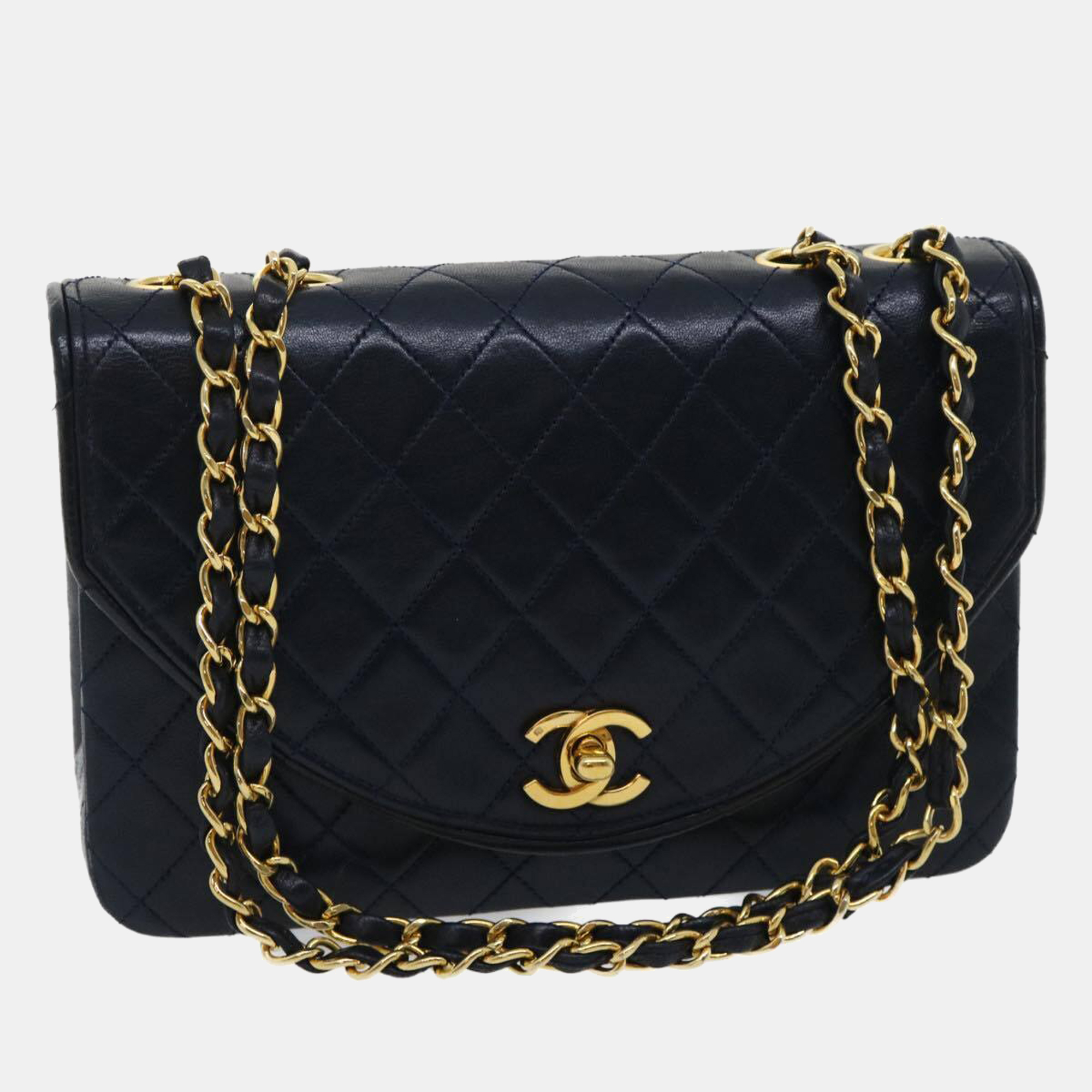Chanel Black Lambskin Leather Vintage Flap Bag