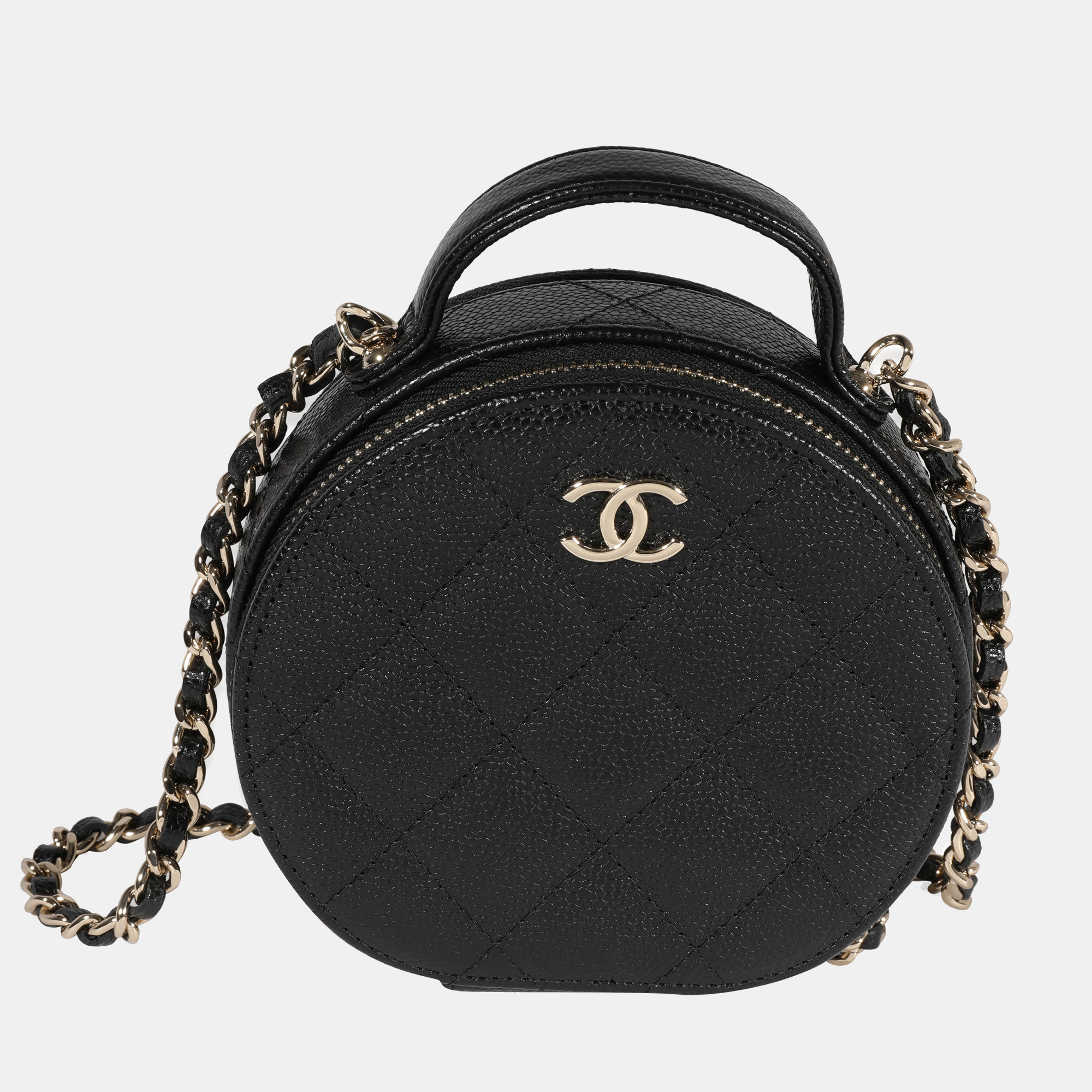 Chanel Black Quilted Caviar Handle With Care Vanity Bag