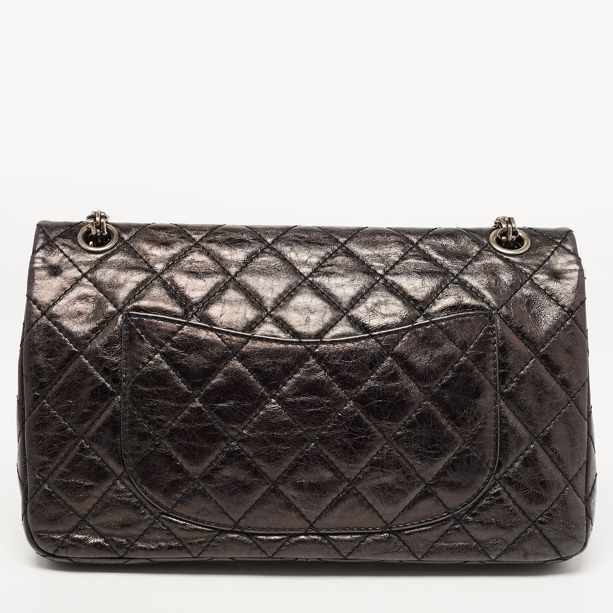 Chanel Metallic Grey/Black Quilted Leather 226 Reissue 2.55 Flap Bag