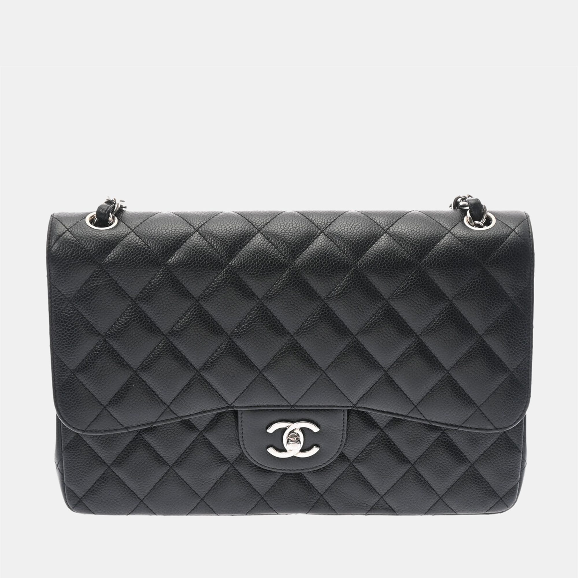 Chanel Black Leather Jumbo Classic Double Flap Bag