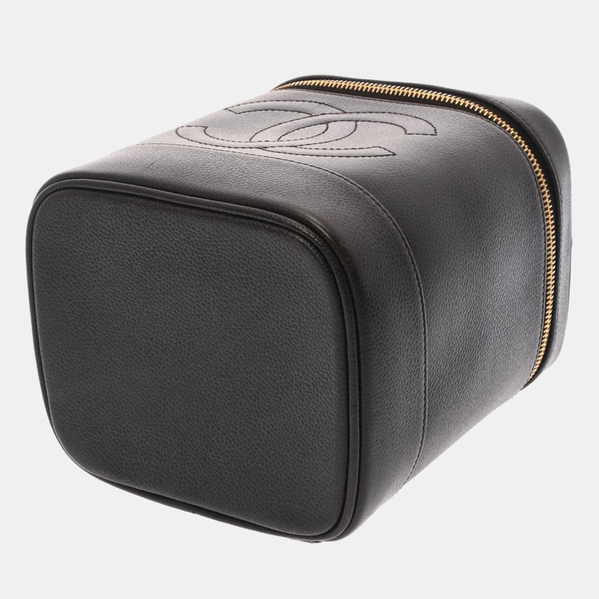 Chanel Black Leather Small Vanity Case Shoulder Bag