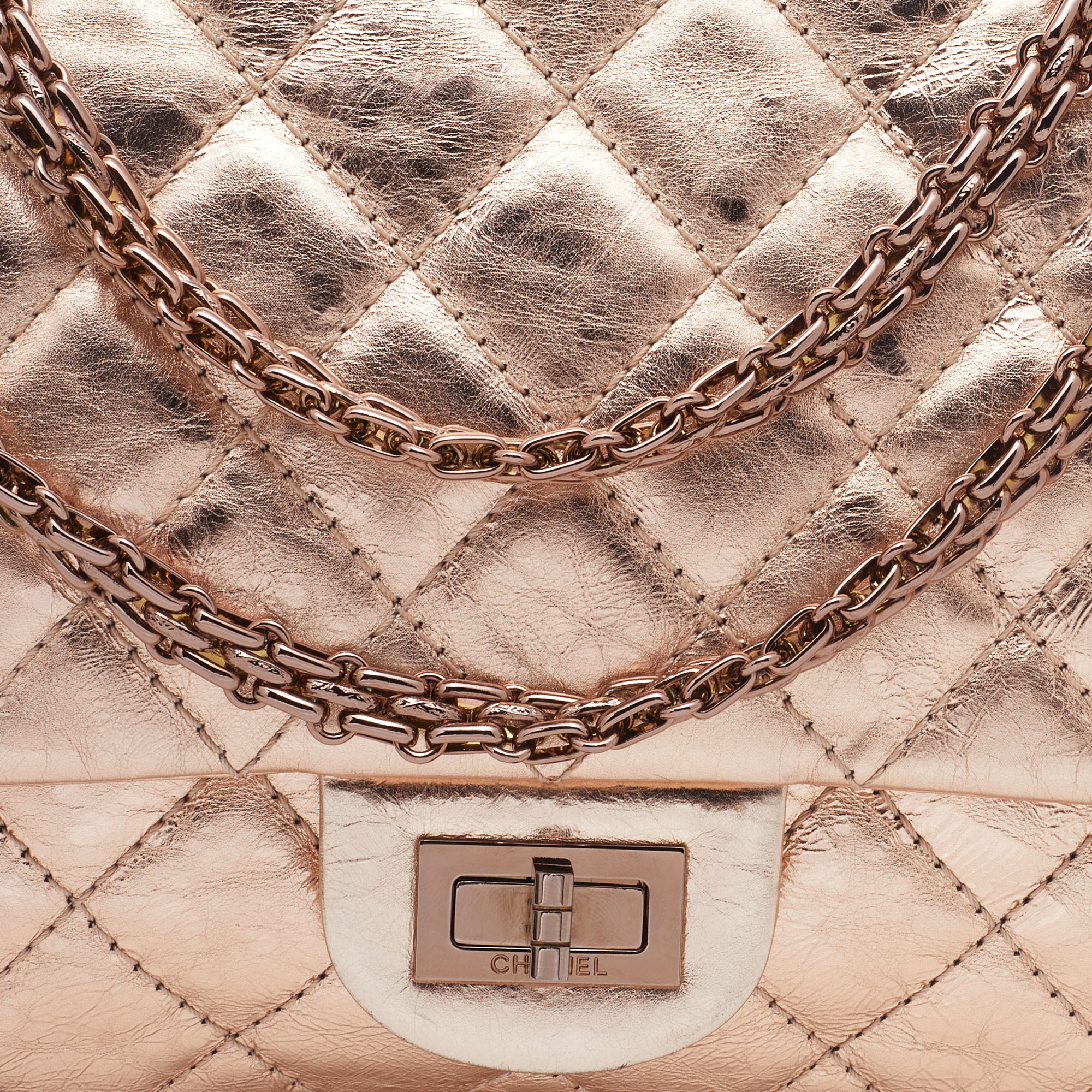 Chanel Rose Gold Quilted Leather Reissue 2.55 Classic 226 Flap Bag