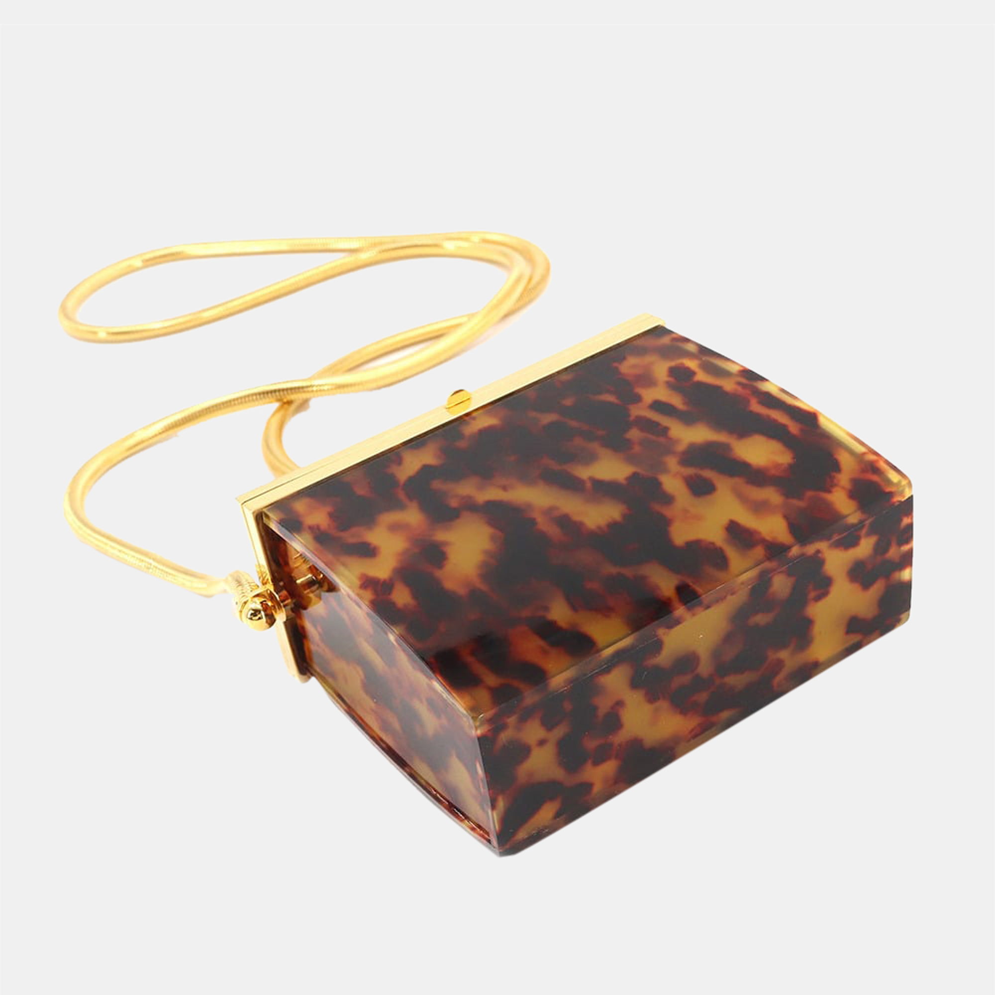 Chanel Brown/Gold Plastic Tortoiseshell Box Shoulder Bag