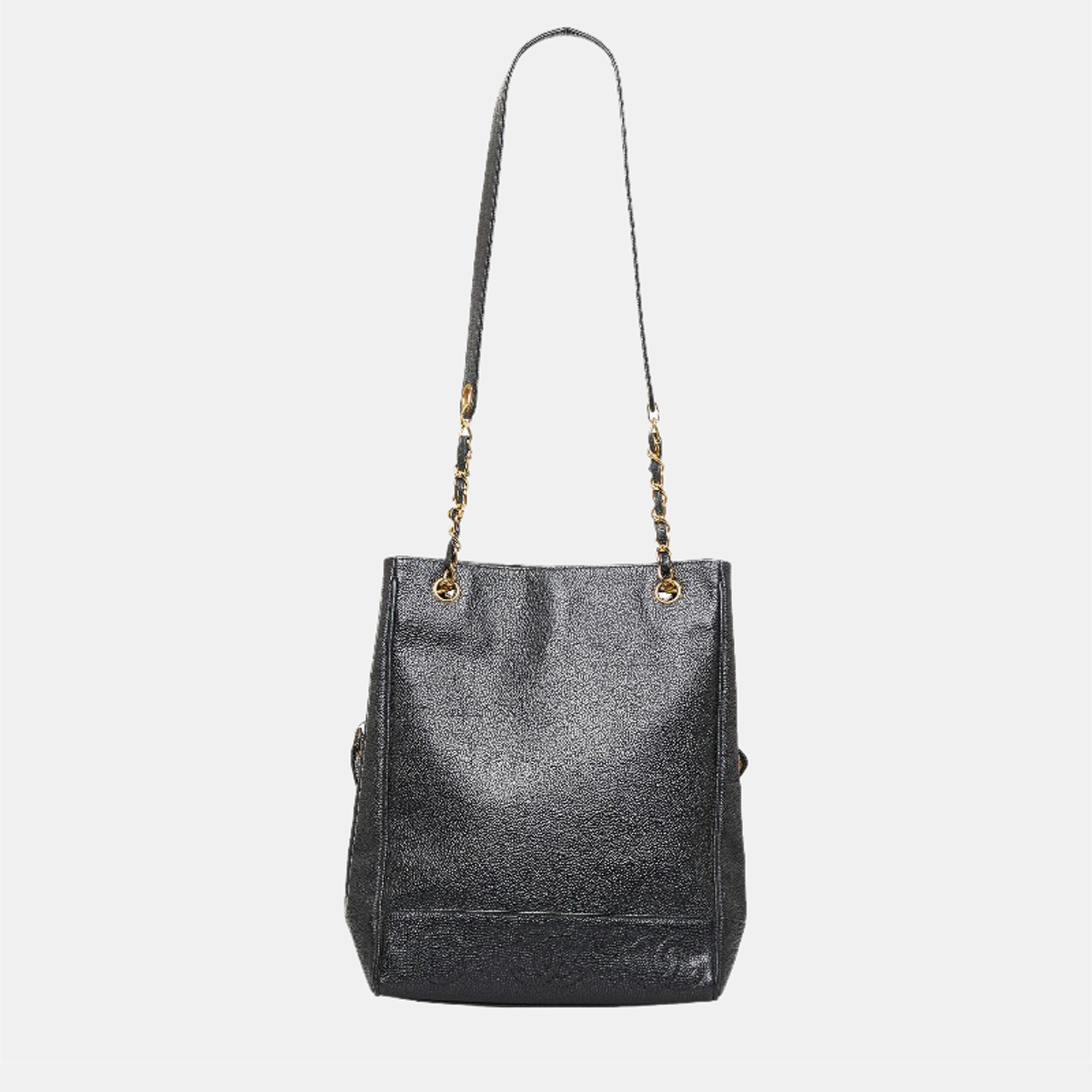 Chanel Black Caviar Leather Triple CC Tote Bag
