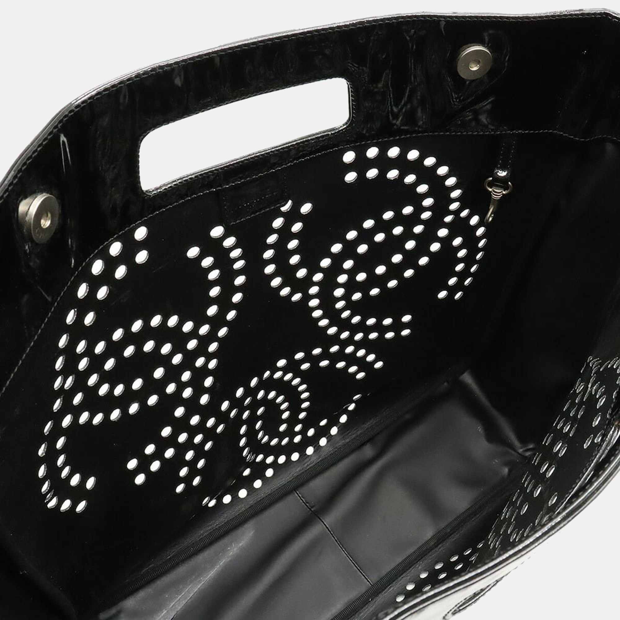 Chanel Black Patent Leather Perforated CC Tote Bag